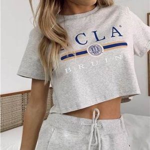 UCLA Vintage Puff Cropped Grey Tee